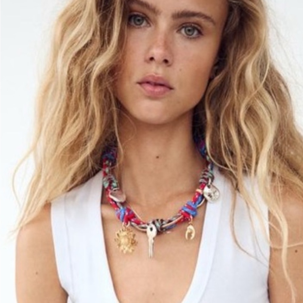 Colorful Rope Necklace with Charms